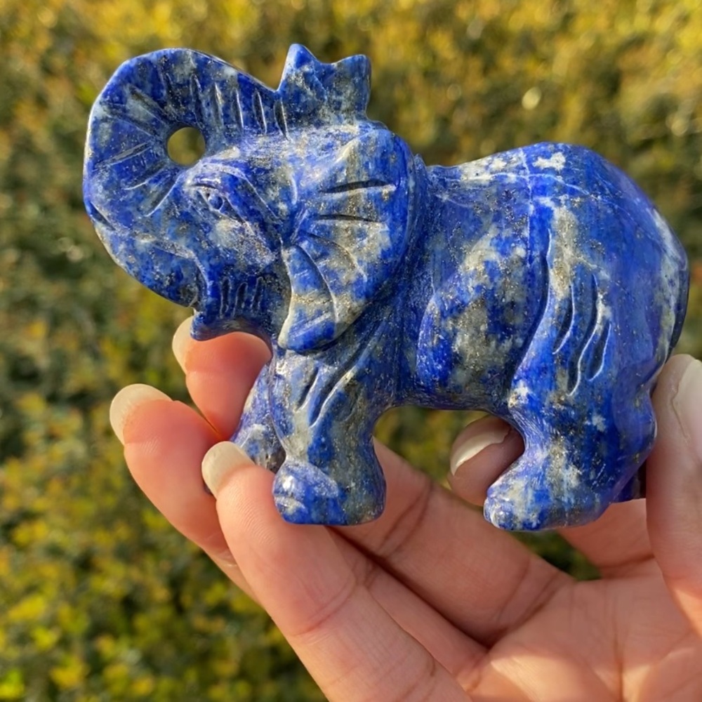 Lapis Lazuli with Pyrite Elephant Carving - Picture 7 of 13